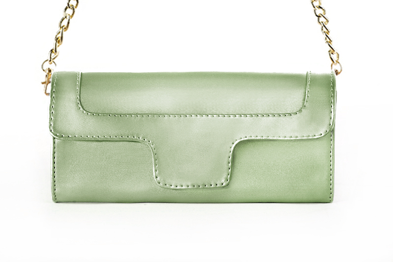 Women's mint green luxurious elegant clutch for ceremonies, weddings and evenings out. - Profile view